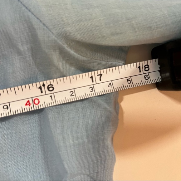 Vintage 60 70 MCM MOD Victorian Blue Lace High Collar Puff Sleeve Tuxedo Blouse - Picture 13 of 16